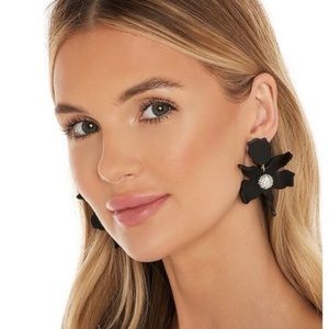 Lele Sadoughi Jet Black Crystal Lily Earrings